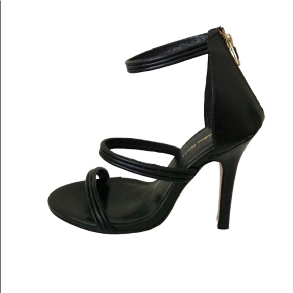 Christian Milano Heels 8 Black Leather Strappy - Picture 3 of 4
